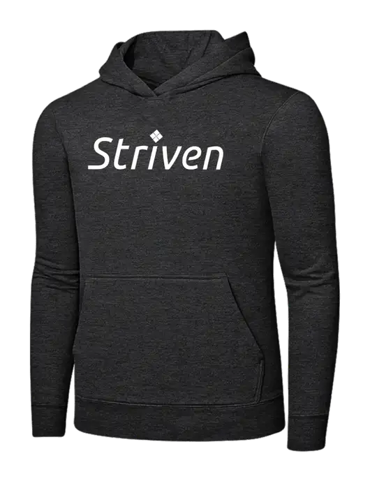 Dark Heather Grey 7.8 oz Ring Spun Hooded Sweatshirt w/Striven Logo 