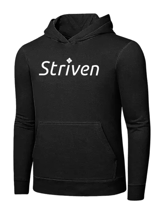 Jet Black 7.8 oz Ring Spun Hooded Sweatshirt w/Striven Logo 