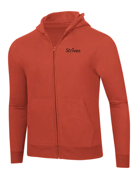 Orange 8.5 oz Ring Spun Zip Hooded Sweatshirt w/Striven Logo 