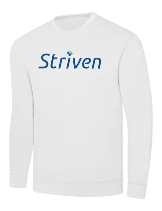 White 7.8 oz Ring Spun Crew Sweatshirt w/Striven Logo 