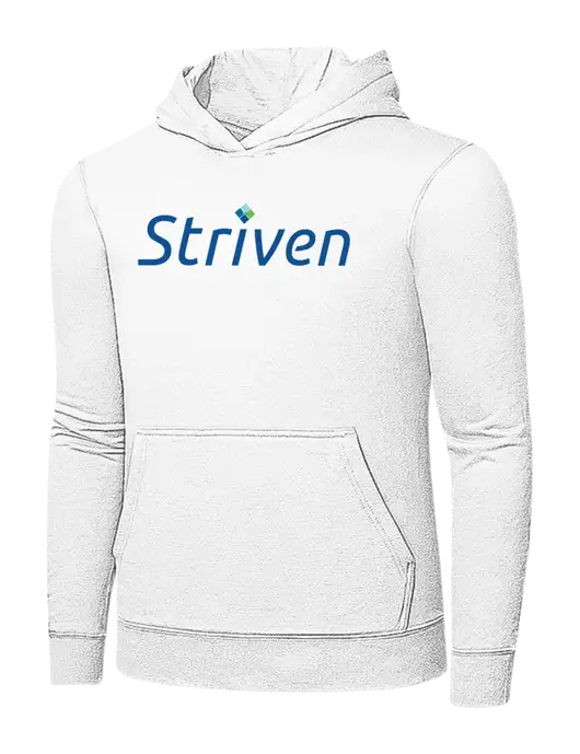 White 7.8 oz Ring Spun Hooded Sweatshirt w/Striven Logo 