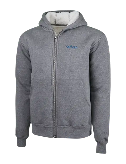 Cornerstone Grey Heather Heavyweight Sherpa Lined Hooded Fleece Jacket w/Striven Logo 