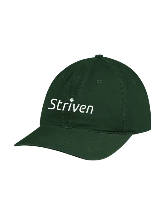 Garment Washed Unstructured Twill Dark Green Cap w/Striven Logo 