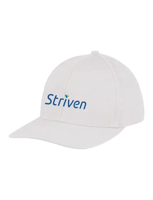 Premium Modern Structured Twill White Snapback Cap w/Striven Logo 