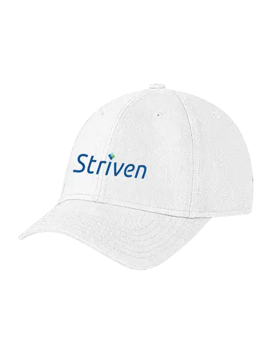 White Structured Soft Snap Closure Hook & Loop Cap w/Striven Logo 