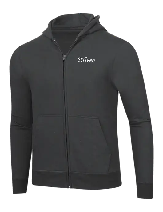 Charcoal 8.5 oz Ring Spun Zip Hooded Sweatshirt w/Striven Logo 