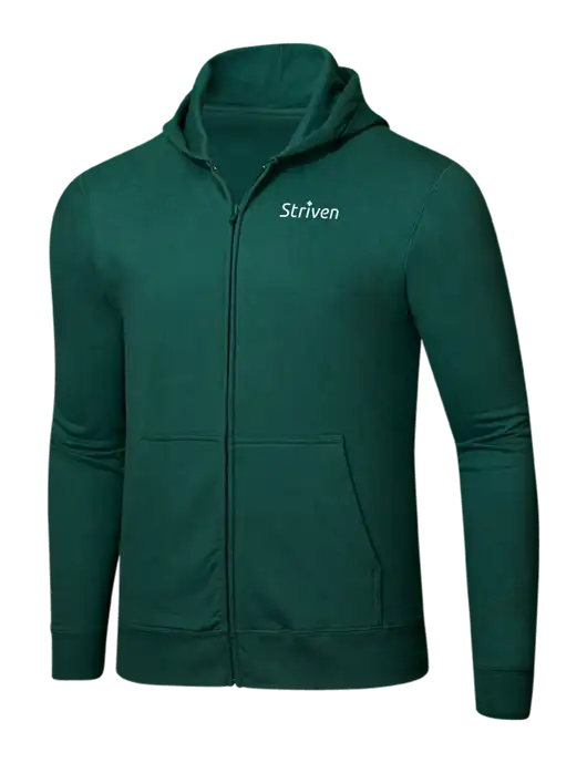 Forest Green 8.5 oz Ring Spun Zip Hooded Sweatshirt w/Striven Logo 
