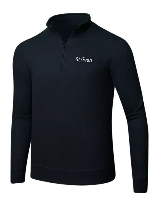 Jet Black 8.5 oz Ring Spun 1/4 Zip Pullover Sweatshirt w/Striven Logo 