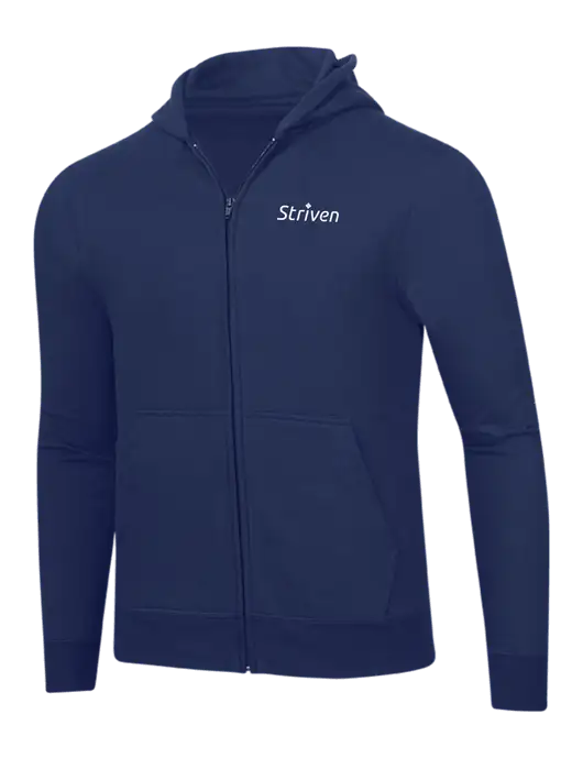 Navy 8.5 oz Ring Spun Zip Hooded Sweatshirt w/Striven Logo 