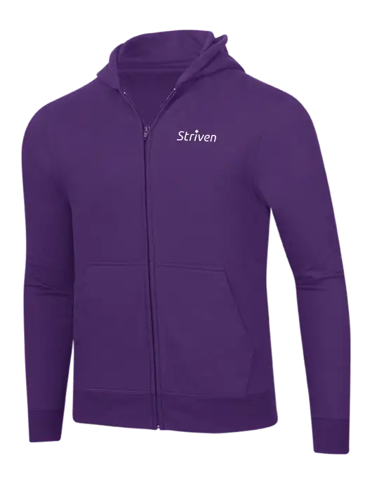 Purple 8.5 oz Ring Spun Zip Hooded Sweatshirt w/Striven Logo 
