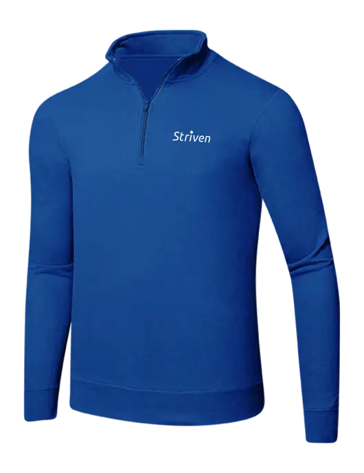 True Royal 8.5 oz Ring Spun 1/4 Zip Pullover Sweatshirt w/Striven Logo 