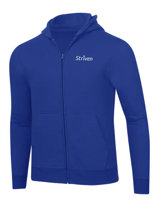 True Royal 8.5 oz Ring Spun Zip Hooded Sweatshirt w/Striven Logo 