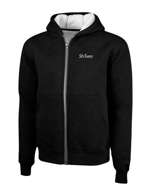 Cornerstone Black Heavyweight Sherpa Lined Hooded Fleece Jacket w/Striven Logo 