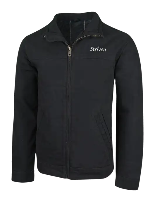 Cornerstone Black Washed Duck Cloth Flannel Lined Work Jacket w/Striven Logo 