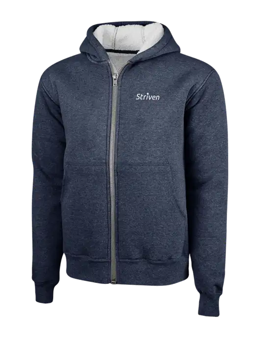 Cornerstone Navy Heavyweight Sherpa Lined Hooded Fleece Jacket w/Striven Logo 