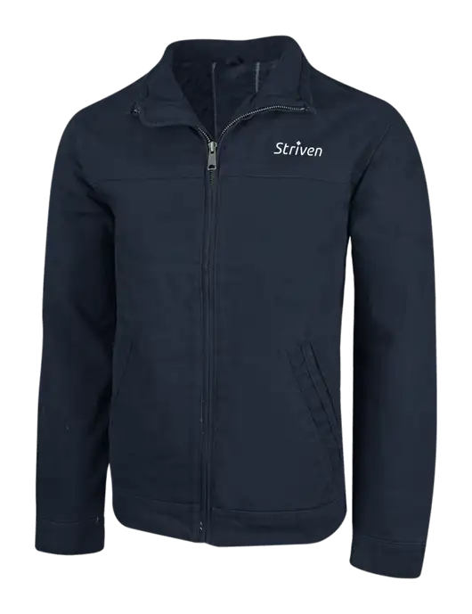 Cornerstone Navy Washed Duck Cloth Flannel Lined Work Jacket w/Striven Logo 