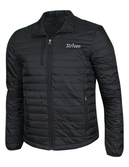 Deep Black Puffy Packable Jacket w/Striven Logo 