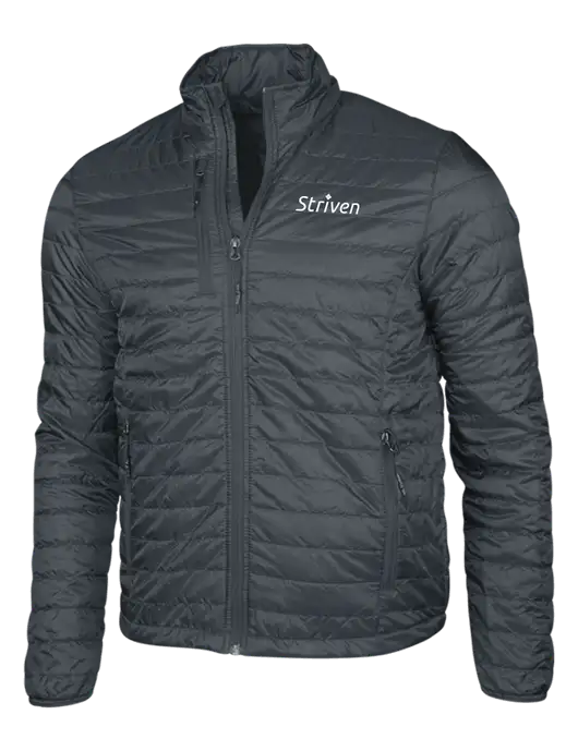 Dark Grey Puffy Packable Jacket w/Striven Logo 