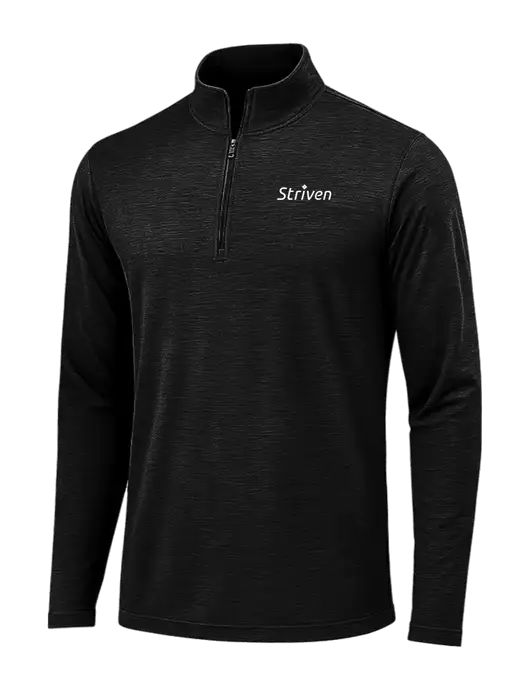 Black Triad Solid Posicharge Tri-Blend Wicking 1/4 Zip Pullover w/Striven Logo 