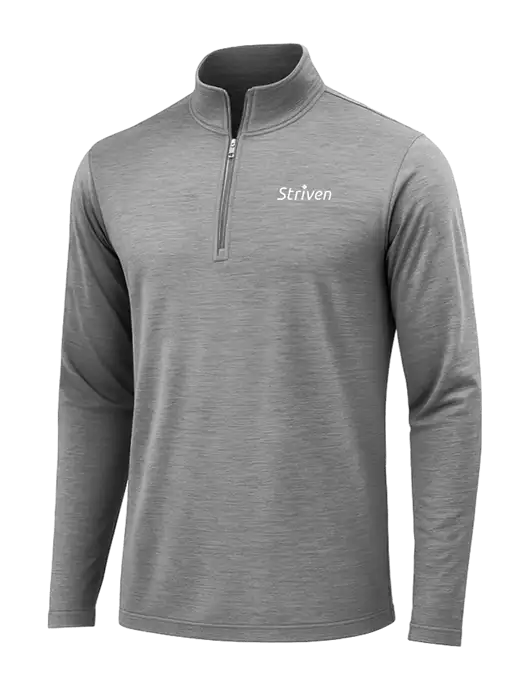 Dark Grey Heather Posicharge Tri-Blend Wicking 1/4 Zip Pullover w/Striven Logo 