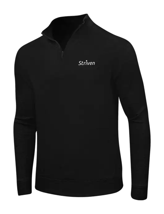 Deep Black/Charcoal Heather Interlock 1/4 Zip w/Striven Logo 