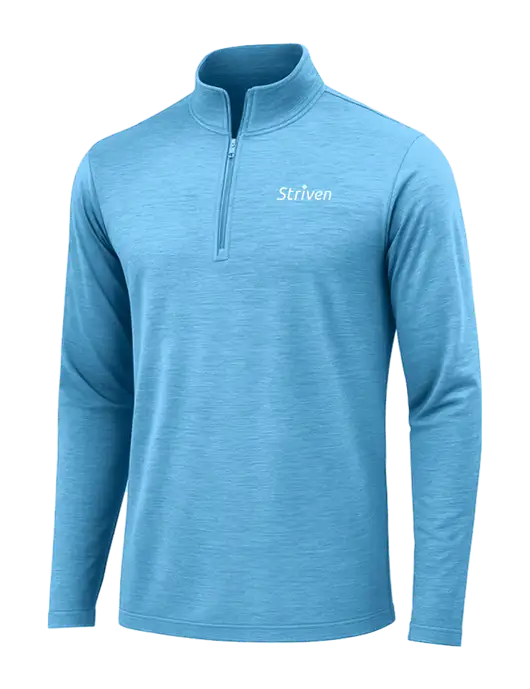 Light Blue Heather Posicharge Tri-Blend Wicking 1/4 Zip Pullover w/Striven Logo 