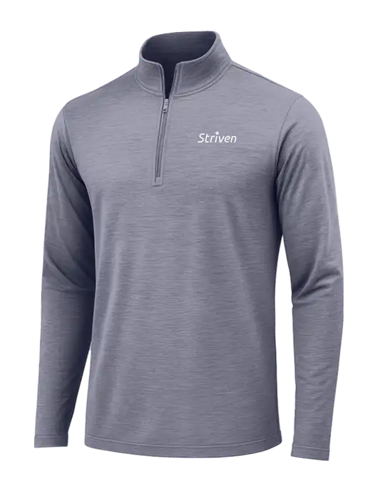 True Navy Heather Posicharge Tri-Blend Wicking 1/4 Zip Pullover w/Striven Logo 