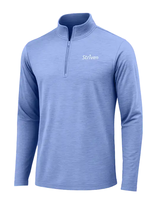 True Royal Heather Posicharge Tri-Blend Wicking 1/4 Zip Pullover w/Striven Logo 