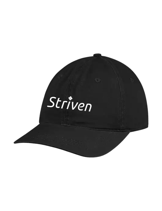 Garment Washed Unstructured Twill Black Cap w/Striven Logo 