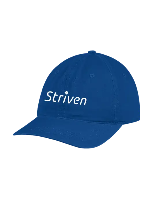 Garment Washed Unstructured Twill Royal Cap w/Striven Logo 