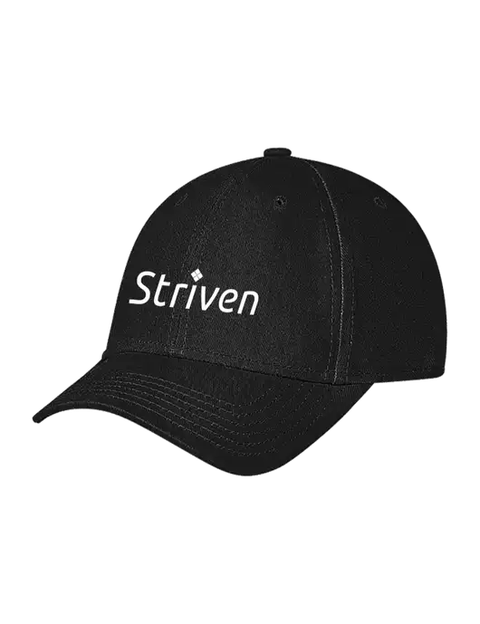 Black Structured Soft Snap Closure Hook & Loop Cap w/Striven Logo 