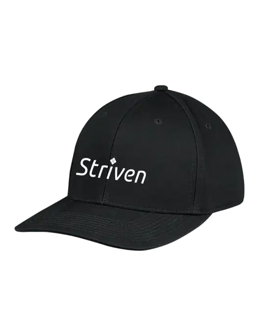 Premium Modern Structured Twill Black Snapback Cap w/Striven Logo 