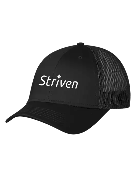 Black Mesh Trucker Cap Snap Back w/Striven Logo 