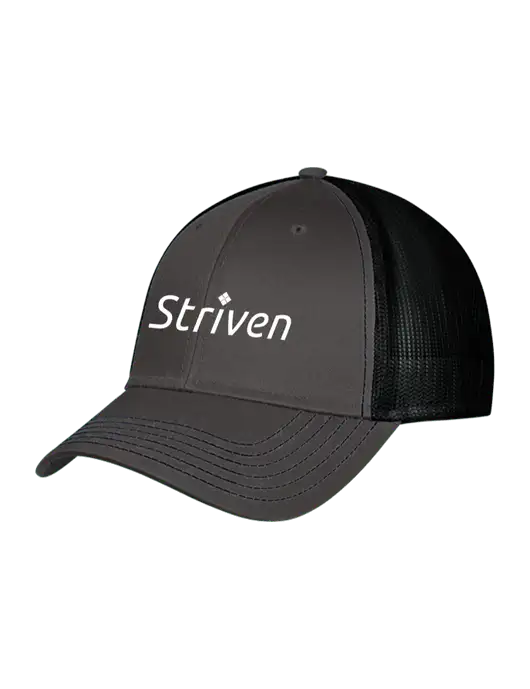 Charcoal & Black Mesh Trucker Cap Snap Back w/Striven Logo 