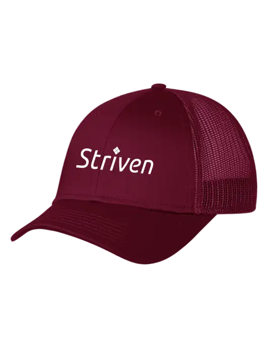 Maroon Mesh Trucker Cap Snap Back w/Striven Logo 