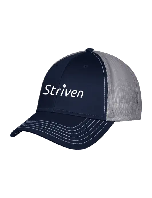 Navy & Grey Mesh Trucker Cap Snap Back w/Striven Logo 