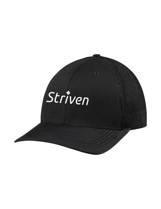 Richardson Adjustable Snapback Original 112 Trucker Cap Black w/Black Mesh w/Striven Logo 