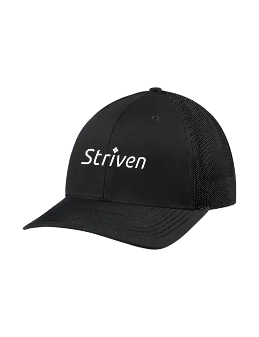 Richardson Adjustable Snapback Original 112 Trucker Cap Black w/Black Mesh w/Striven Logo 