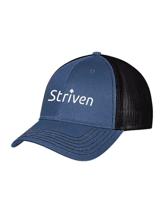 Dark Royal/Black Mesh Trucker Cap Snap Back w/Striven Logo 