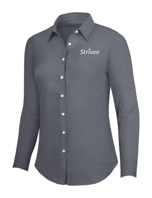 Dark Grey Womens SuperPro Oxford Shirt w/Striven Logo 