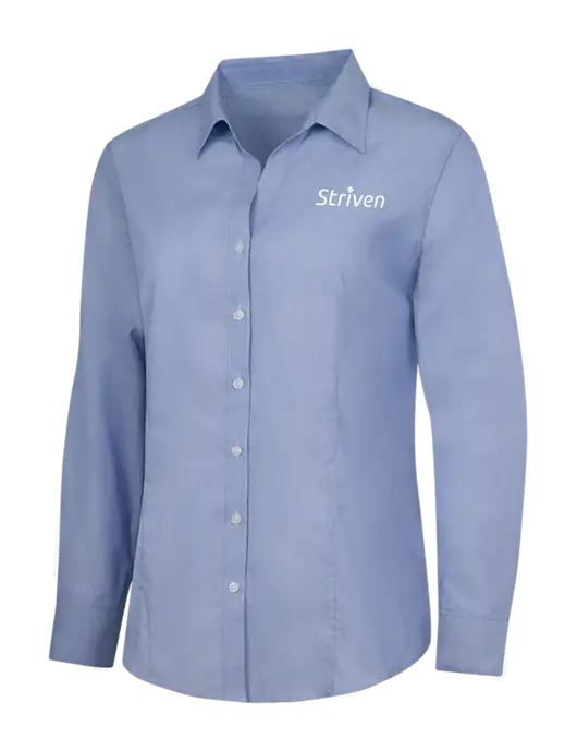 Light Slate Blue Womens Crosshatch Easy Care Shirt w/Striven Logo 