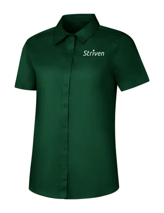 Womens Dark Green Short Sleeve Superpro React Twill Shirt w/Striven Logo 