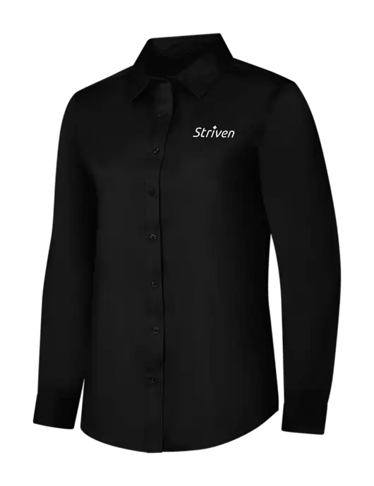 Womens Black Long Sleeve Superpro React Twill Shirt w/Striven Logo 