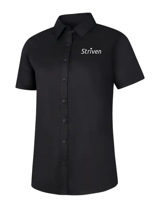 Womens Black Short Sleeve Superpro React Twill Shirt w/Striven Logo 