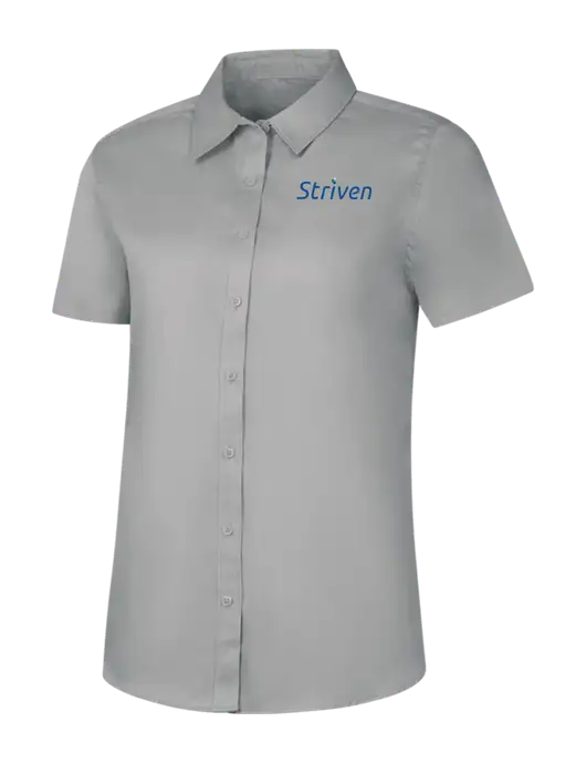 Womens Light Grey Short Sleeve Superpro React Twill Shirt w/Striven Logo 