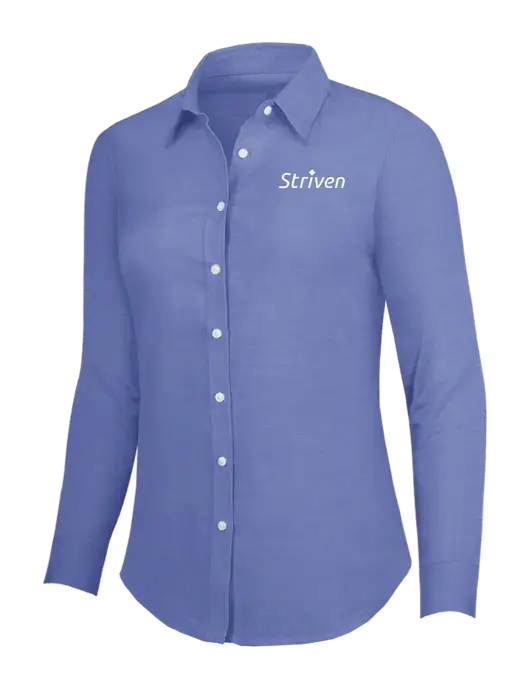 Navy Womens SuperPro Oxford Shirt w/Striven Logo 