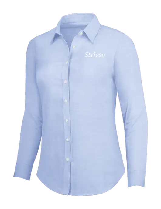 Light Blue Womens SuperPro Oxford Shirt w/Striven Logo 