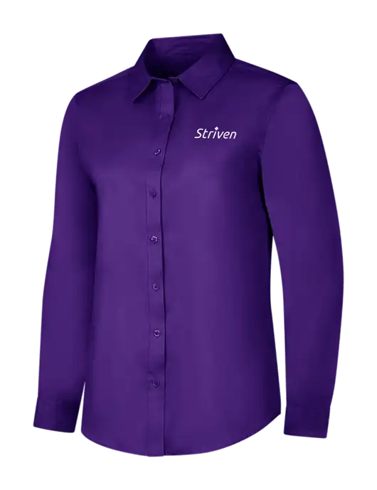 Purple Womens Long Sleeve Superpro React Twill Shirt w/Striven Logo 