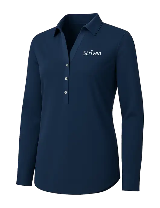Womens Navy City Stretch Shirt w/Striven Logo 