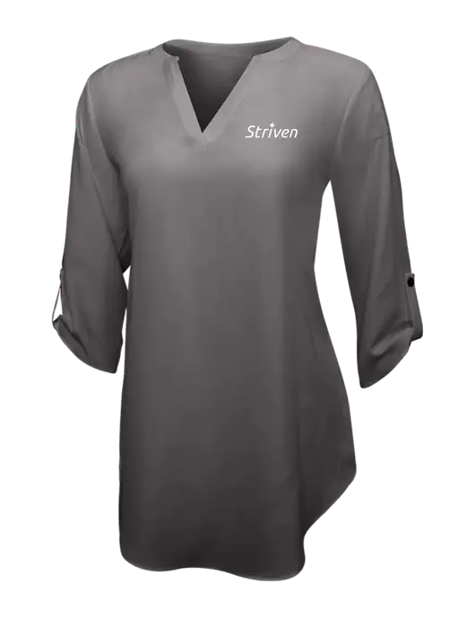 Dark Grey Womens 3/4 Sleeve Tunic Blouse w/Striven Logo 